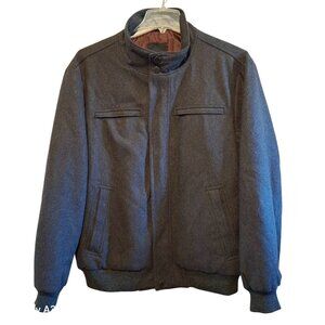 London Fog XL Men's Dark Gray Full-Zip Wool-Blend Bomber Jacket With Stand Colla